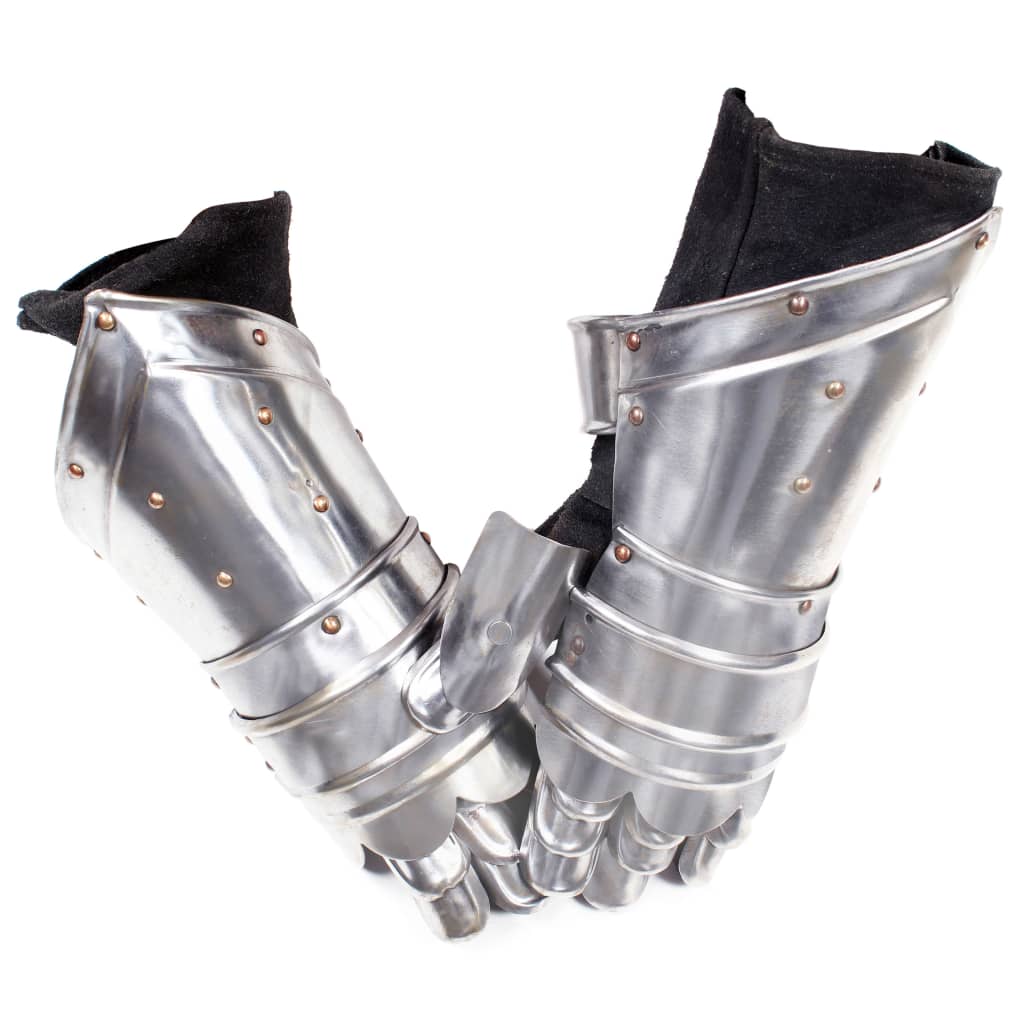 Guantes de Vidaxl Knight Replica medieval Larp Steel Silver Colored