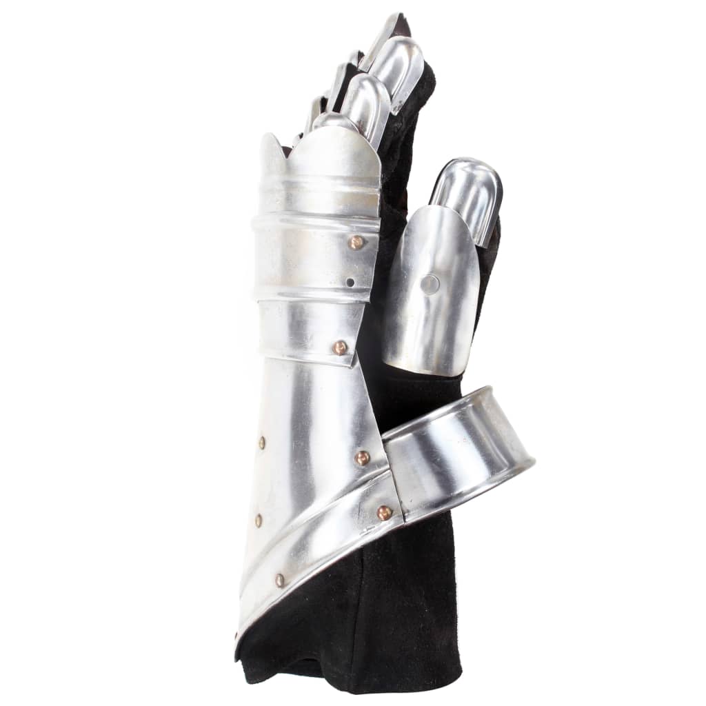 Vidaxl Knight's Gloves Medieval Replica Larp Steel Silver Colored