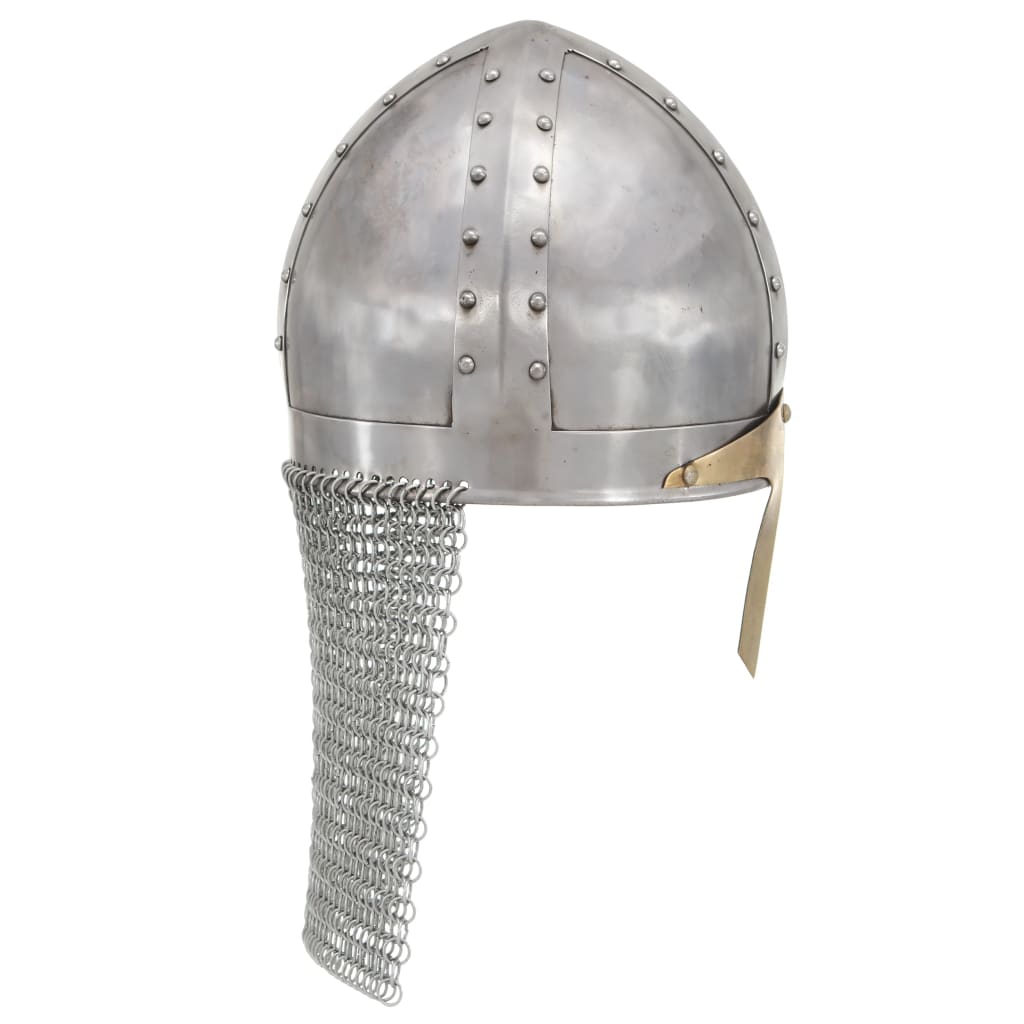 Vidaxl Crusader Casque Replica Larp Steel Silver Colored