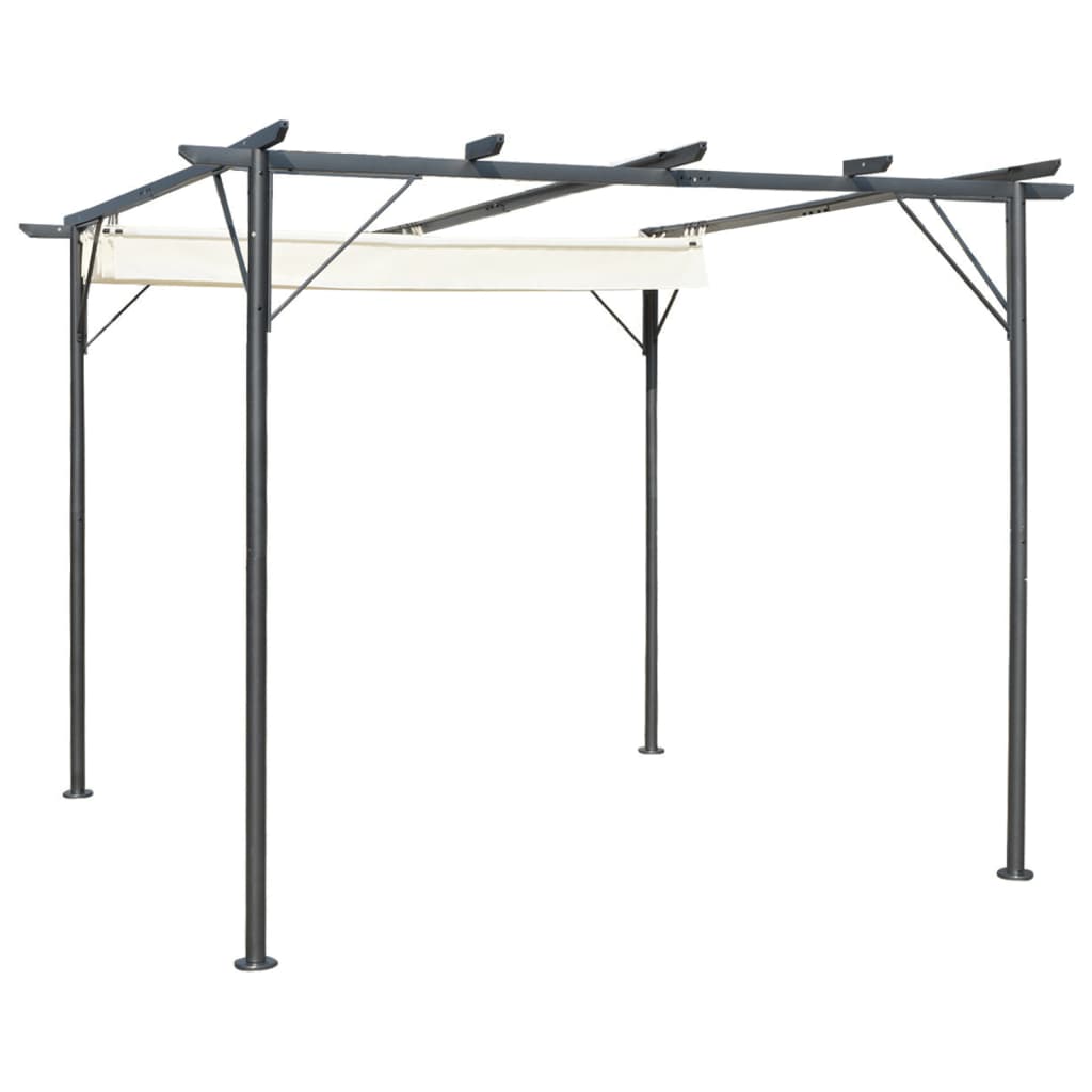 Vidaxl pergola med udvideligt tag 3x3 m stålcreme hvid