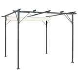 Vidaxl Pérgola con techo extensible de 3x3 m de acero de acero blanco