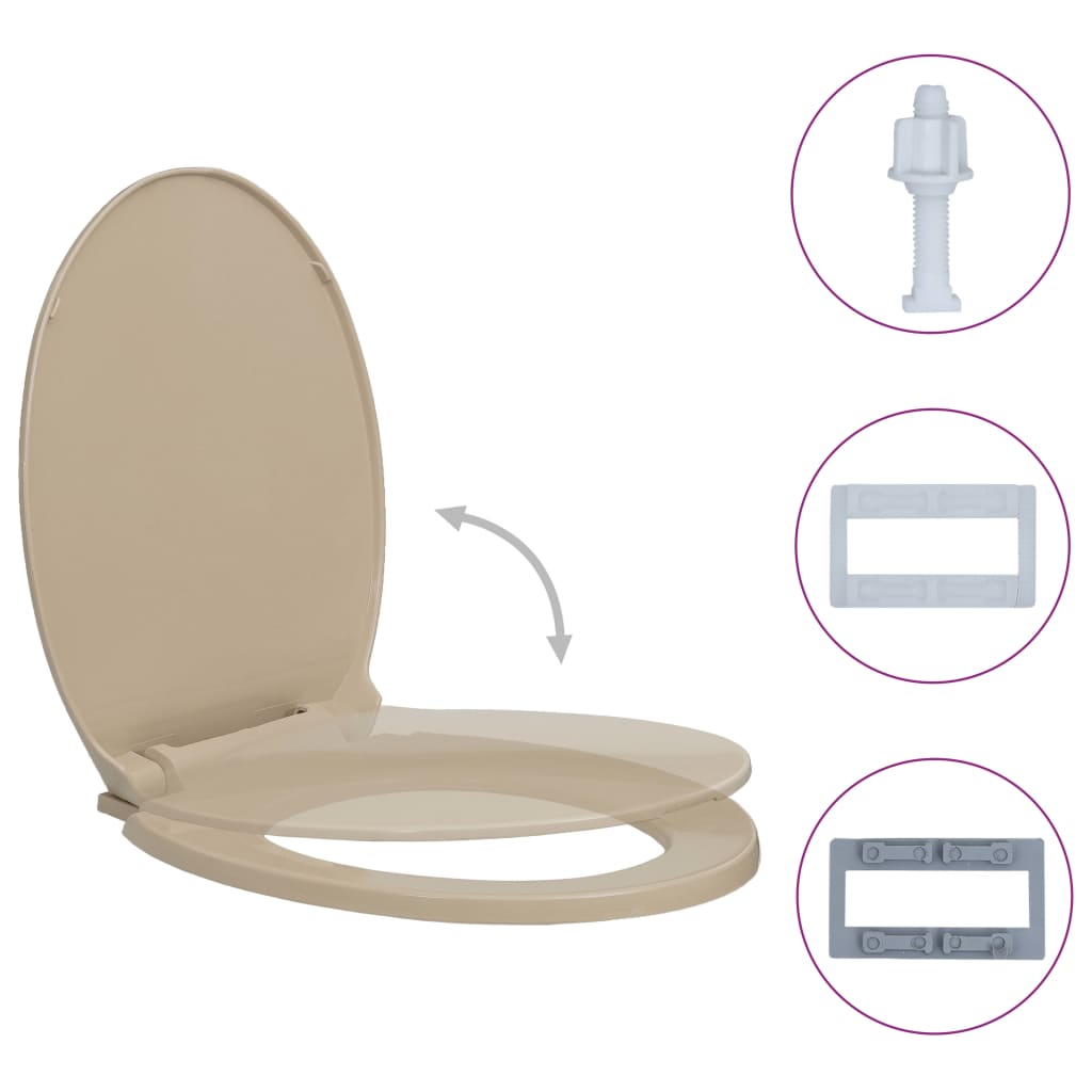 Vidaxl toilet seat soft-close oval beige