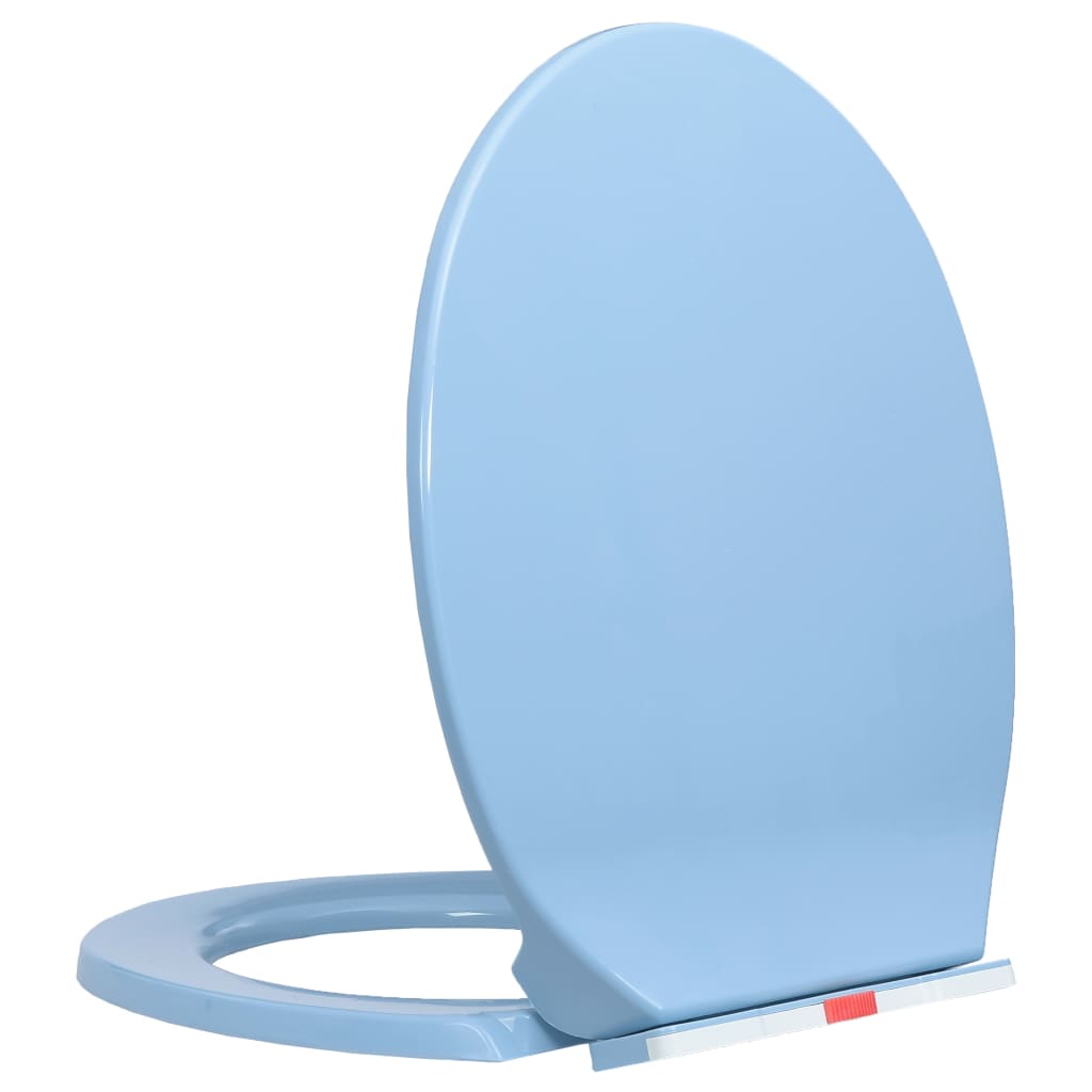 Vidaxl toilet seat soft-close and quick-release oval blue