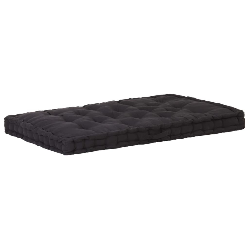 Vidaxl Pallet Cuscino del pavimento 120x80x10 cm di cotone nero