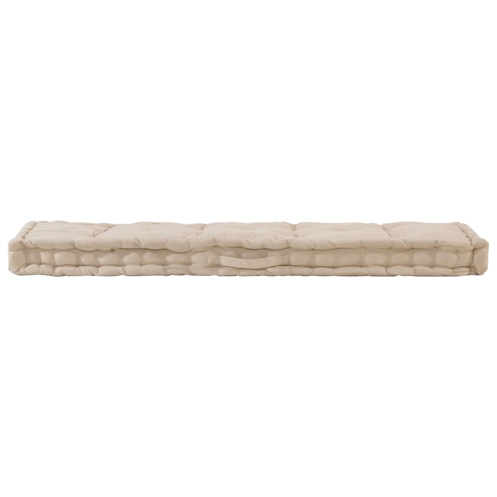 Cuscino per pavimento del pallet Vidaxl 120x40x7 cm di cotone beige