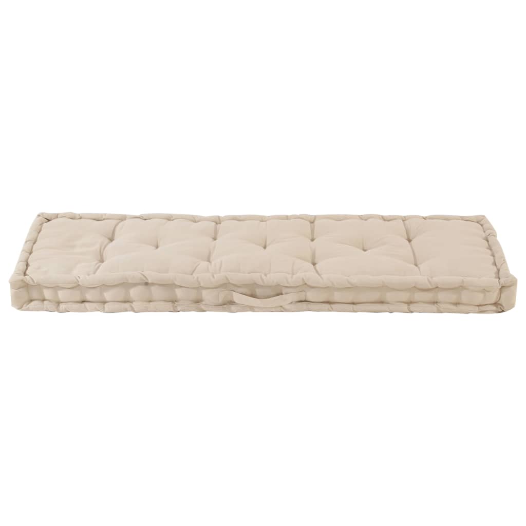 Coussin de plancher de palette vidaxl 120x40x7 cm beige coton