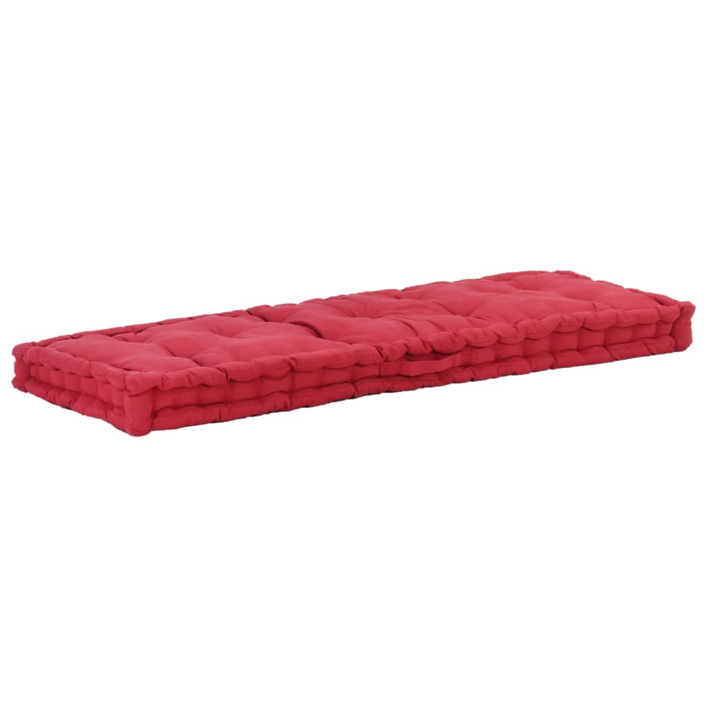 Cuscino per pavimento del pallet Vidaxl 120x40x7 cm di cotone borgogna rosso