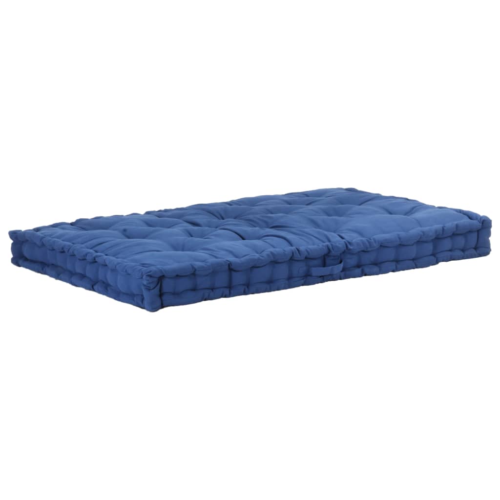 Coussin de plancher de palette Vidaxl 120x80x10 cm Coton bleu clair