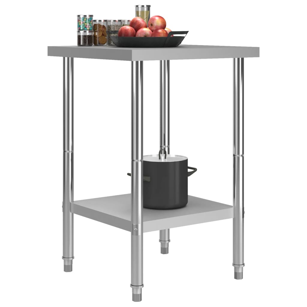 Tableau de cuisine Vidaxl 60x60x85 cm en acier inoxydable