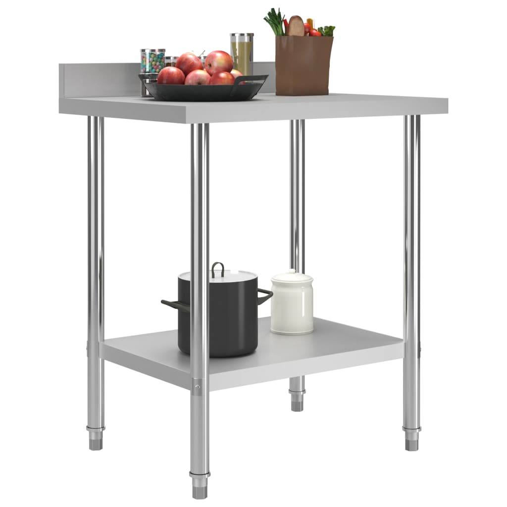 Vidaxl Kitchenwork table with splash screen 80x60x93 cm Stainless steel