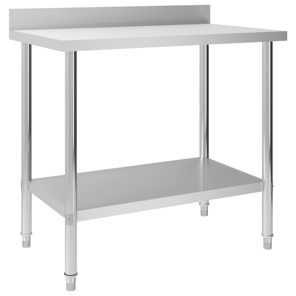 Vidaxl Kitchenwork Table With Splash Screen 100x60x93 CM Rostfritt stål