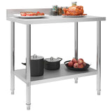 Vidaxl Kitchenwork Table With Splash Screen 100x60x93 CM Rostfritt stål