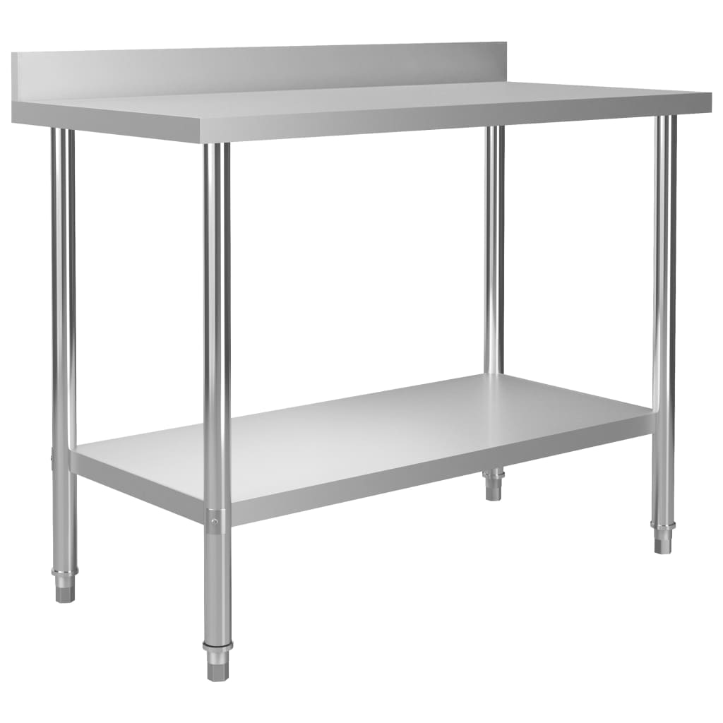 Vidaxl Kitchenwork table with splash screen 120x60x93 cm Stainless steel