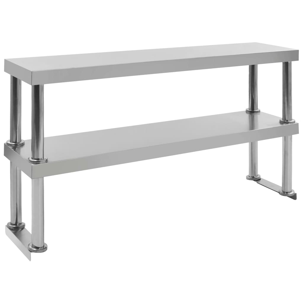 Vidaxl Aumento per lavoro Tabella a 2 strati 120x30x65 cm in acciaio inossidabile