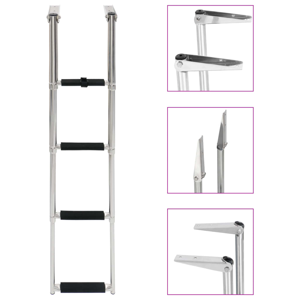 VidaXL board ladder Foldable with 4 sports stainless steel