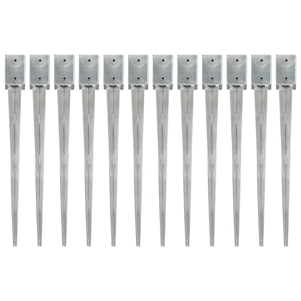 Vidaxl Ground pins 12 pcs 9x9x90 cm galvanized steel silver colored