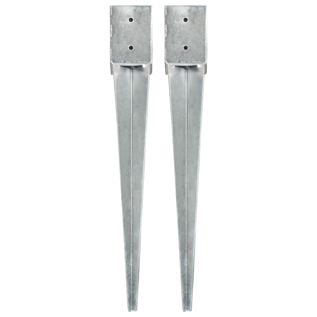 Vidaxl Ground Pins 2 PCS 10x10x76 cm galvanizované ocelové stříbrné barvy