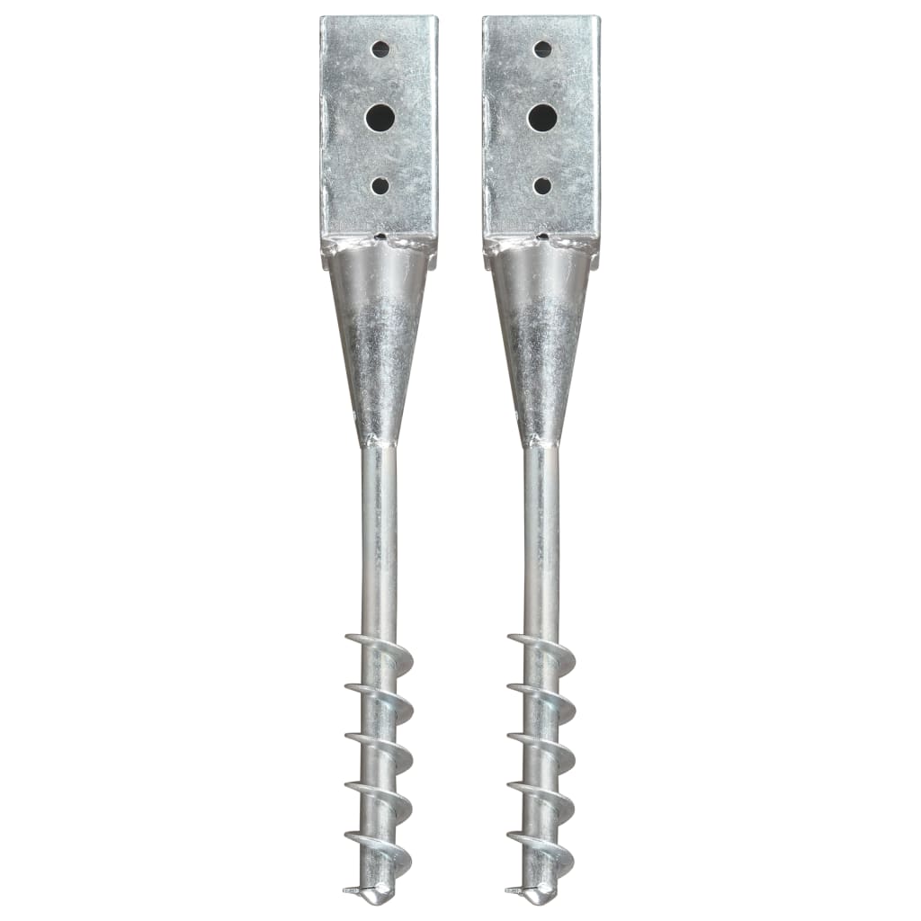 Vidaxl ground pins 2 pcs 7x7x56 cm galvanized steel silver colored