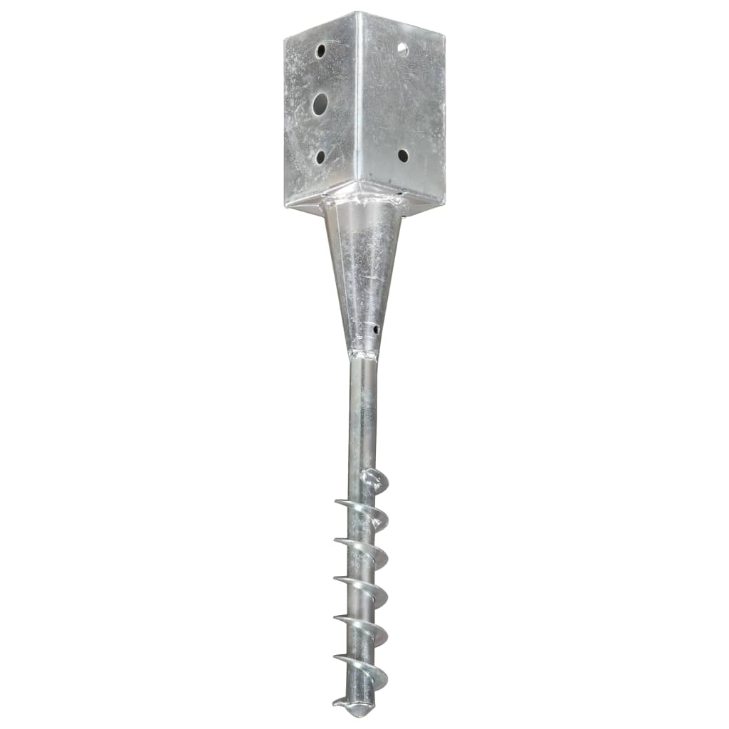 Vidaxl Ground Pins 2 St 9x9x56 cm Galvanized Steel Silver Colored