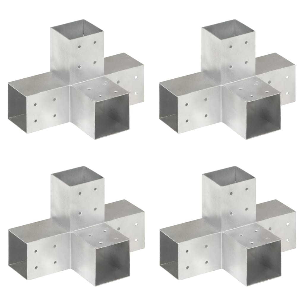 Vidaxl-Pfahlverbindungen 4 PC-Form 81 x 81 mm verzinktes Metall