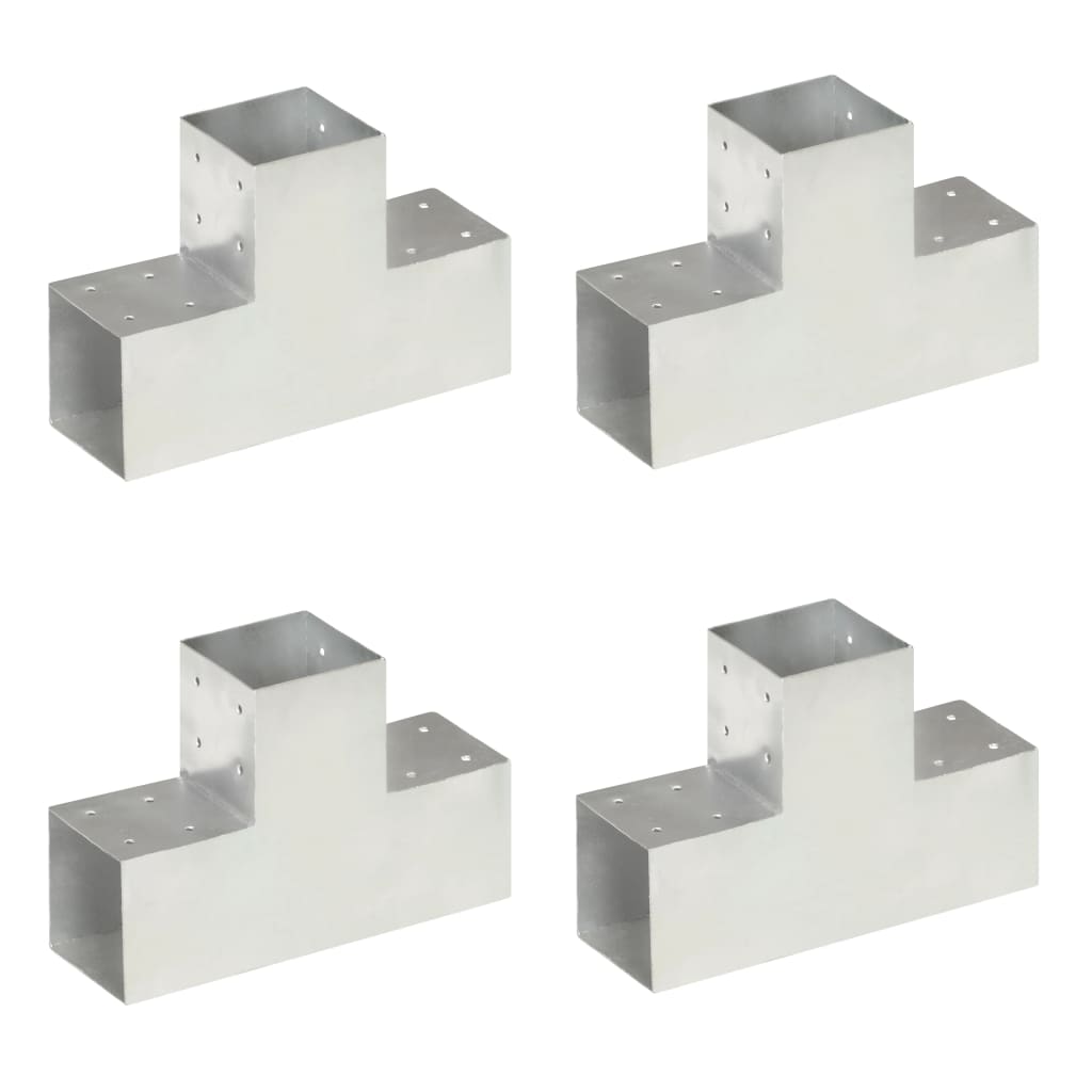 Vidaxl-Pfahlanschlüsse 4 ST T-Form 101x101 mm verzinktes Metall