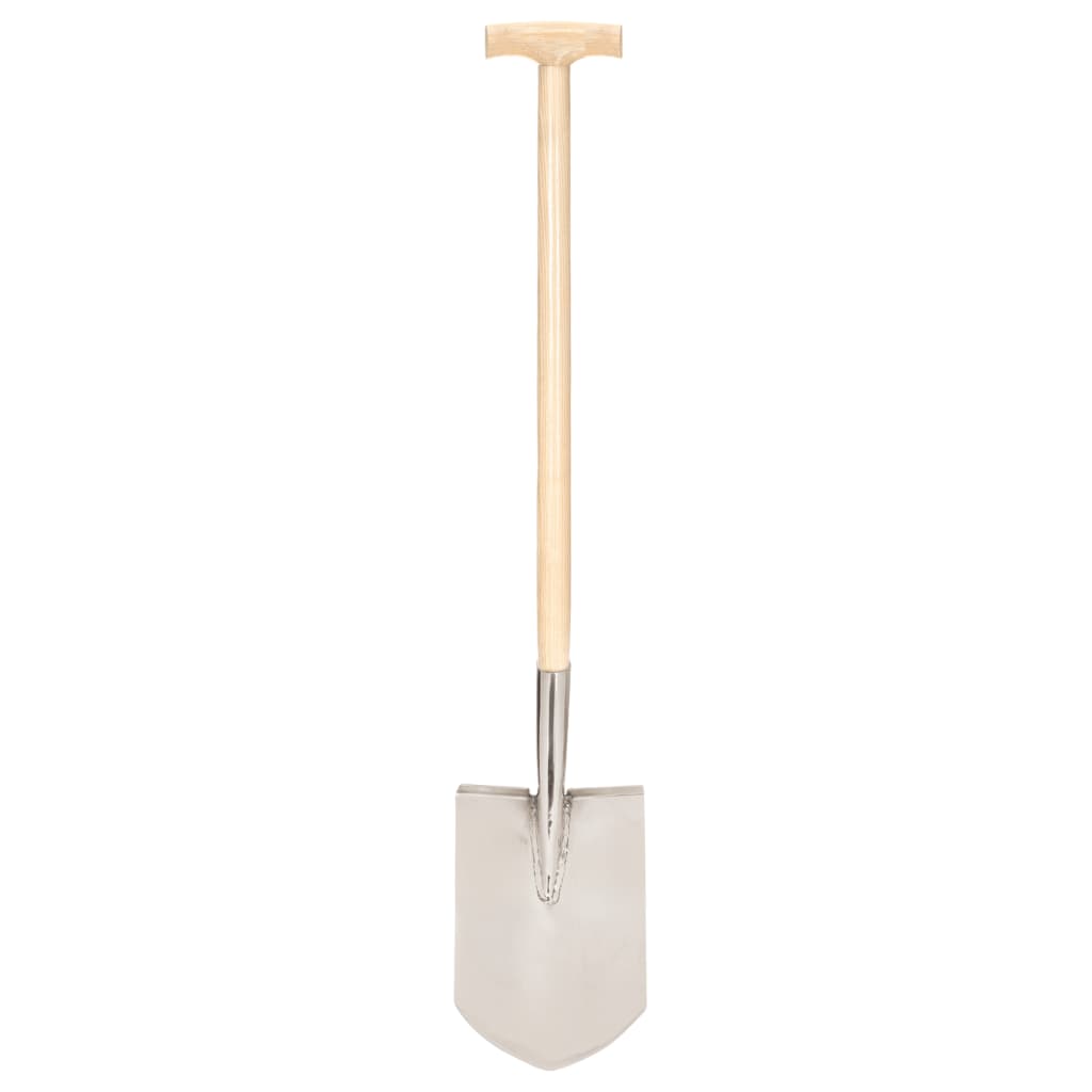 Vidaxl Puntspade T-handle en acier inoxydable et bois de cendre