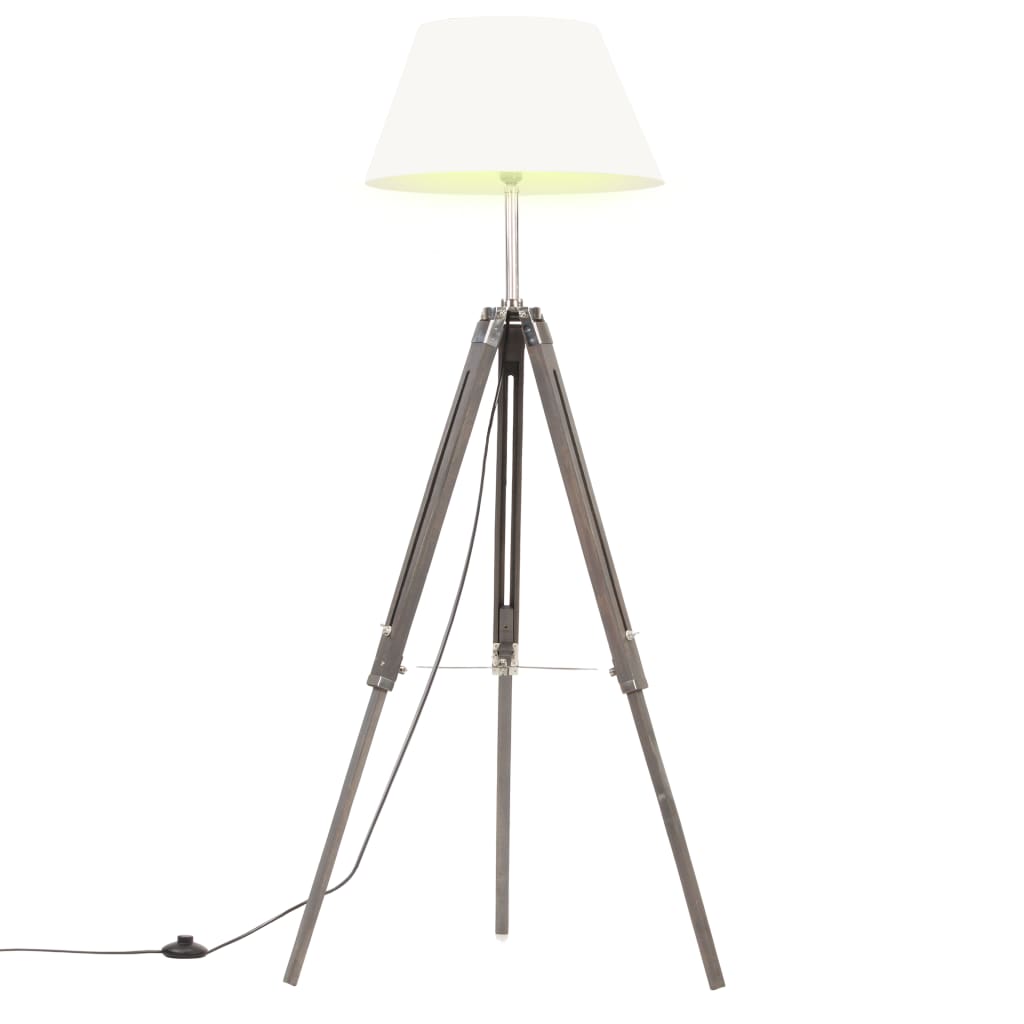 Vidaxl Floor lamp Driepoot 141 cm Solid teak gray and white