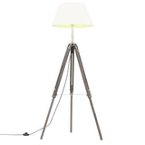 Lampadaire Vidaxl Driepoot 141 cm en teck massif gris et blanc