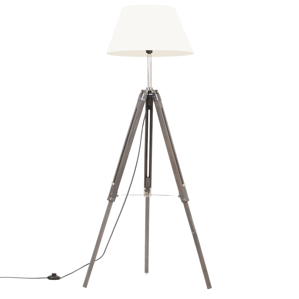 Vidaxl Floor lamp Driepoot 141 cm Solid teak gray and white