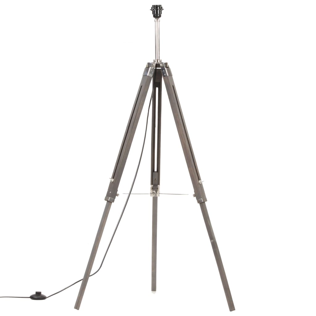 Lampadaire Vidaxl Driepoot 141 cm en teck massif gris et blanc