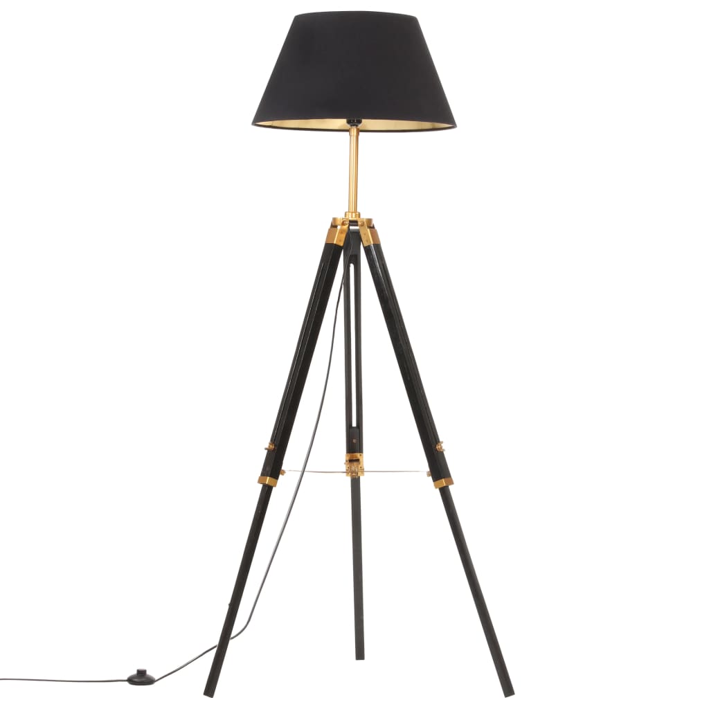 Vidaxl floor lamp Driepoot 141 cm Solid teak black and gold colored