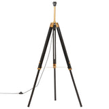 Vidaxl floor lamp Driepoot 141 cm Solid teak black and gold colored