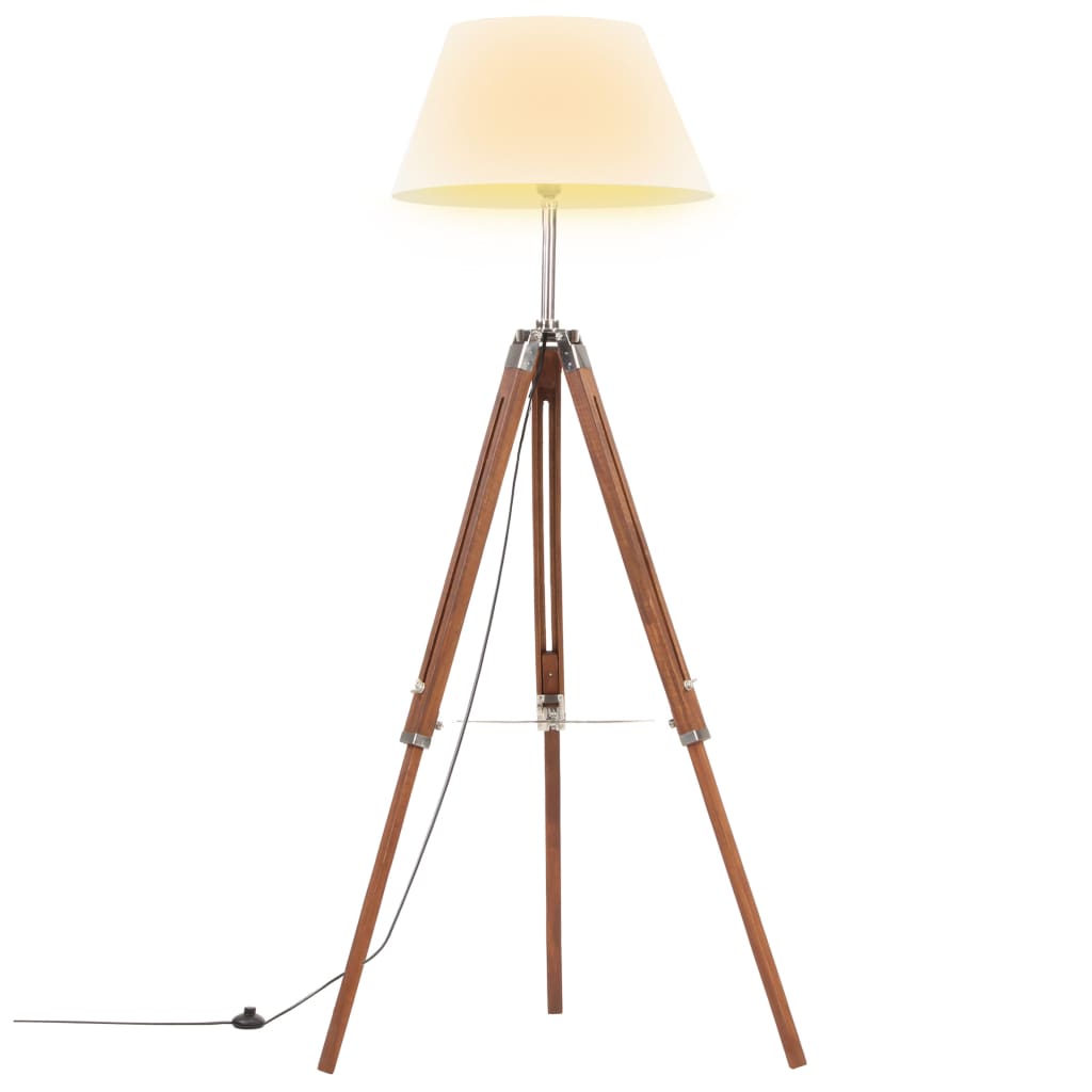 Lampa podłogowa vidaxl Driepoot 141 cm Solid Teak miód brązowy i biały