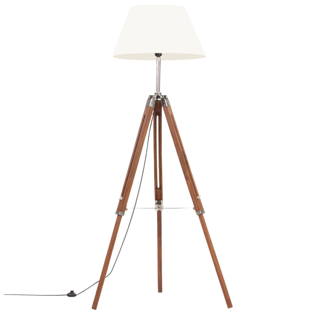 Lampa podłogowa vidaxl Driepoot 141 cm Solid Teak miód brązowy i biały