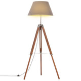 Lampa podłogowa vidaxl Driepoot 141 cm Solid Teak miód brązowy i szary