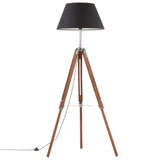 Vidaxl gulvlampe driepoot 141 cm solid teak honningbrun og sort