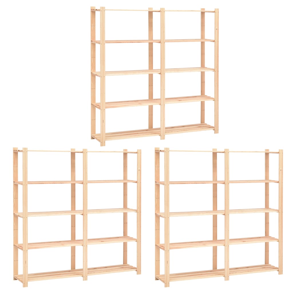 Vidaxl Storage Racks 5-lags 3 stk 170x38x170 cm fyrretræ 500 kg