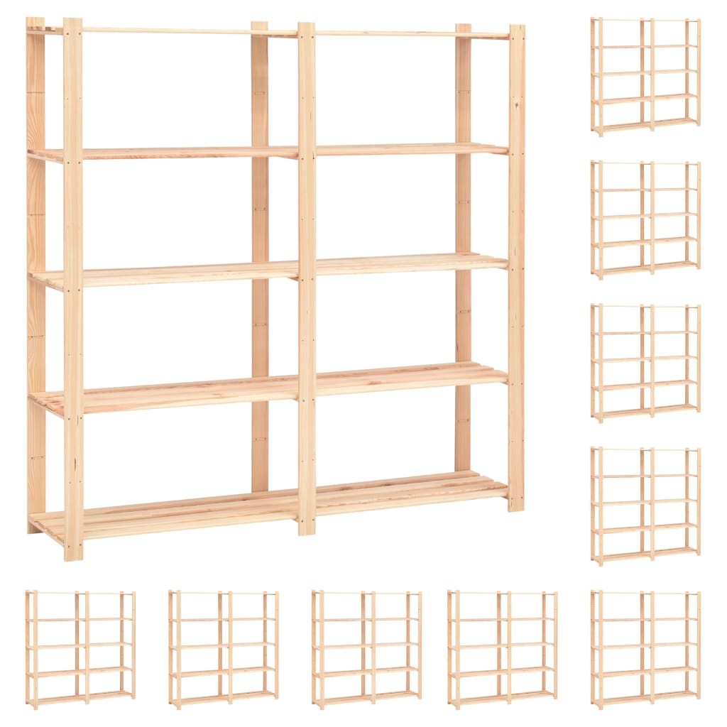 Rack di archiviazione Vidaxl 5 strati 10 pezzi 170x38x170 cm in legno di pino 500 kg