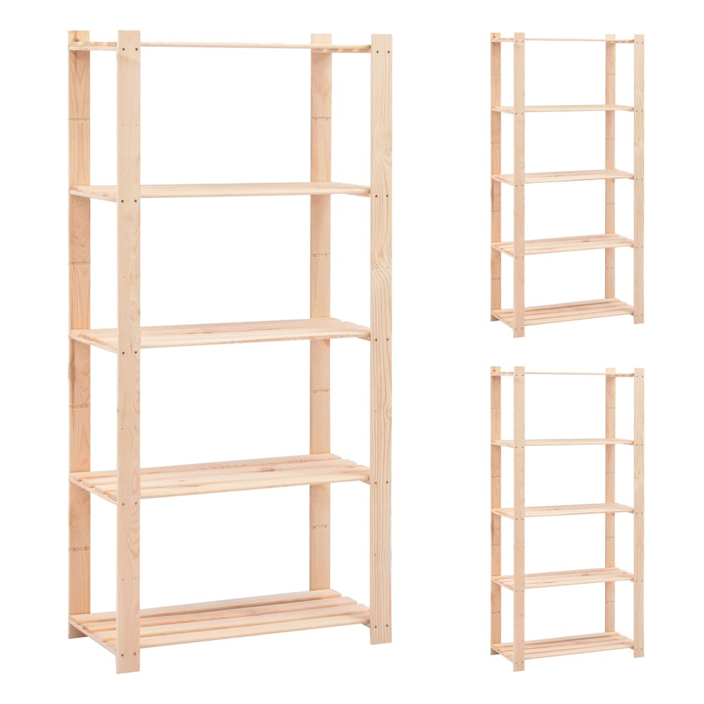 Vidaxl Storage Racks 5-lags 3 St 80x38x170 cm Pine tre 250 kg