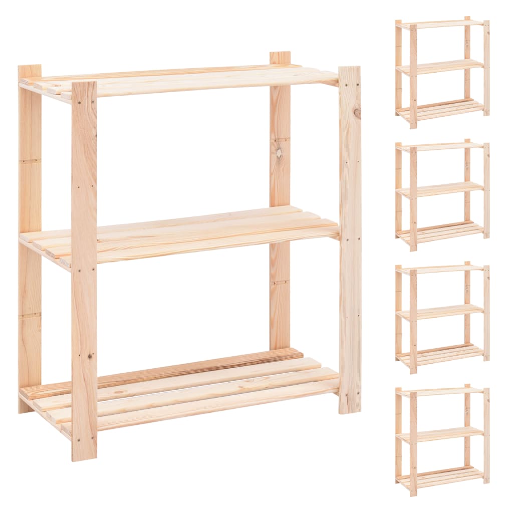 Vidaxl storage racks 3-layer 5 st 150 kg 80x38x90 cm Solid pine