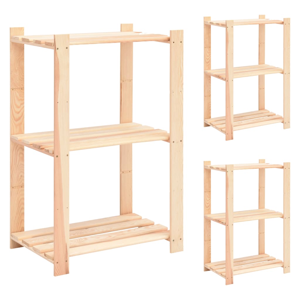 Racks de stockage Vidaxl 3 couches 3 PCS 60x38x90 cm Pine solide 150 kg