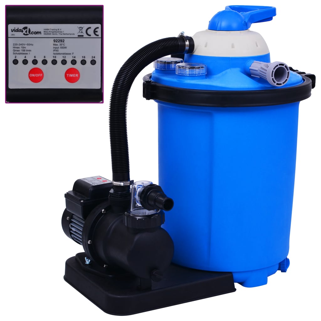 Vidaxl Sand Filter Pump med timer 550 W 50 L