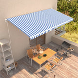 VidaXL Luifel automatic extendable 600x300 cm blue and white