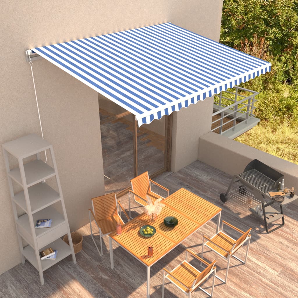 Vidaxl Luifel manually extends 400x300 cm blue and white