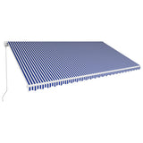 Vidaxl Luifel se extiende manualmente 600x300 cm azul y blanco