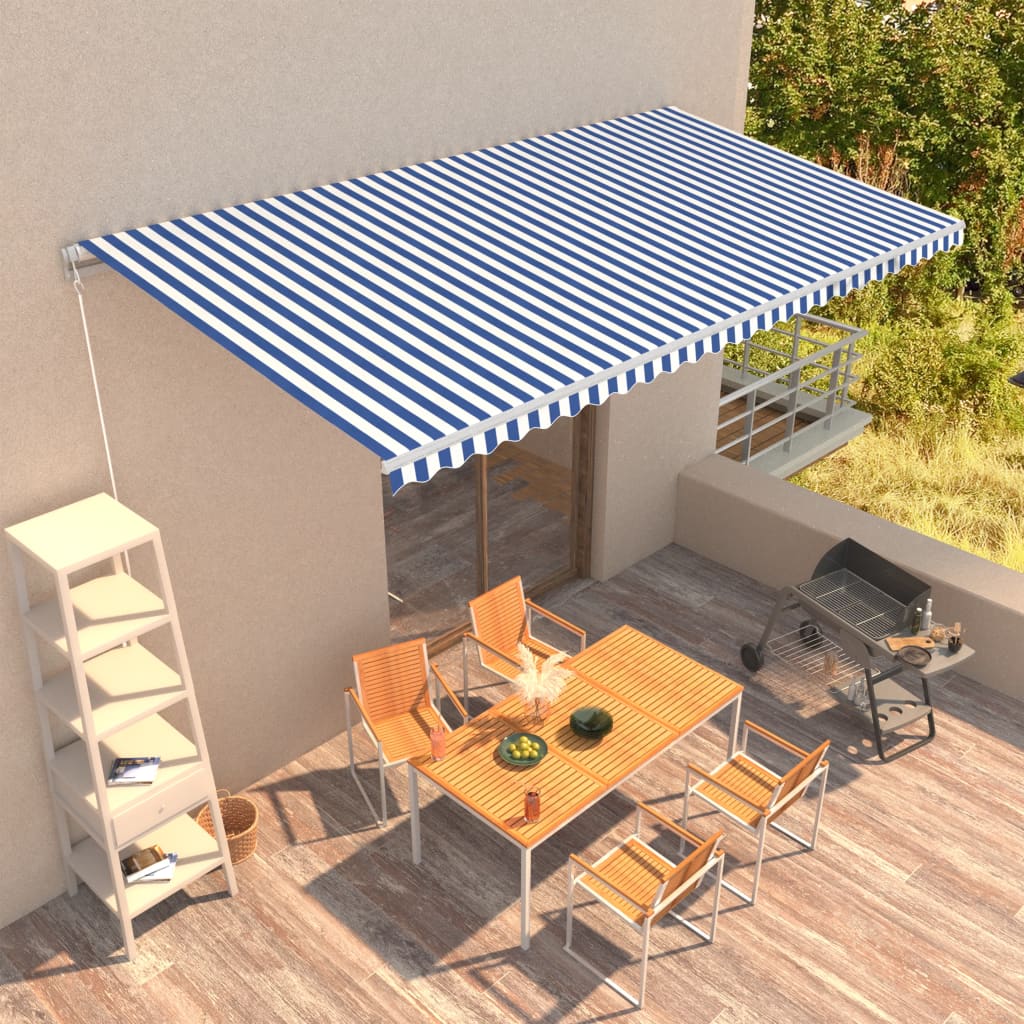 Vidaxl Luifel manually extends 600x300 cm blue and white