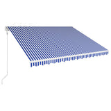 Vidaxl Luifel se extiende automáticamente 450x300 cm azul y blanco