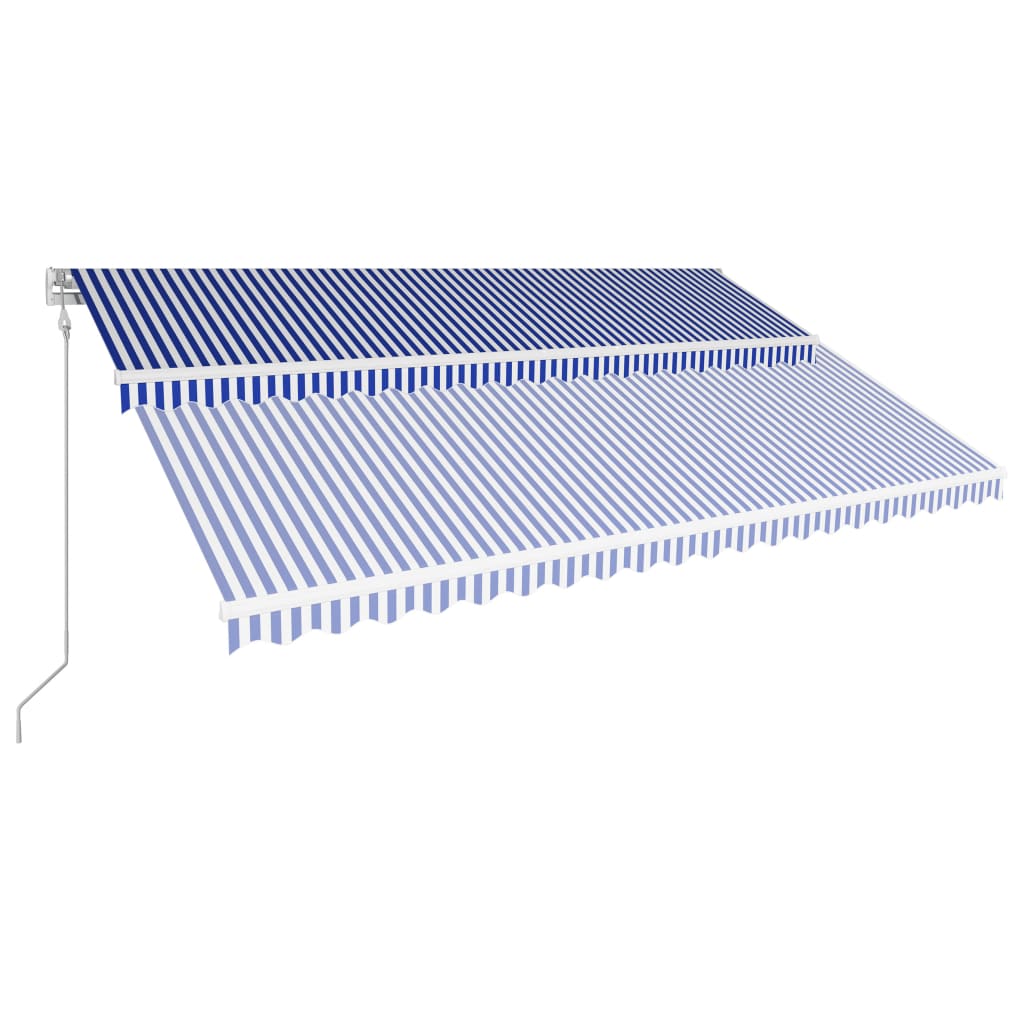 Vidaxl luifel automatyczny rozszerzalny 500x300 cm niebieski i biały