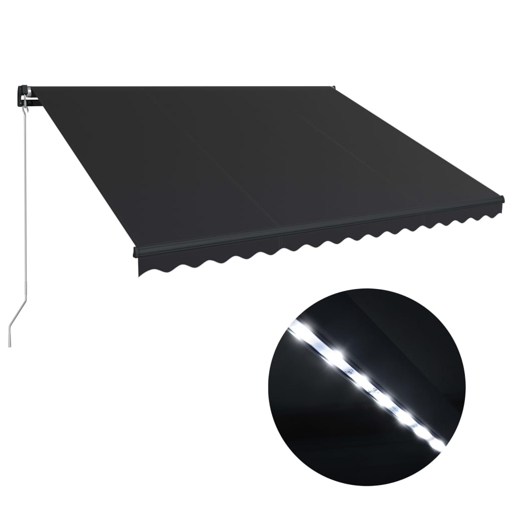 Bidaxl Luifel manuellt utdragbar med LED 400x300 cm Anthracite