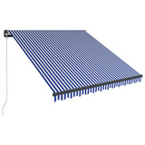 Vidaxl Luifel se puede extender manualmente con LED 350x250 cm azul y blanco